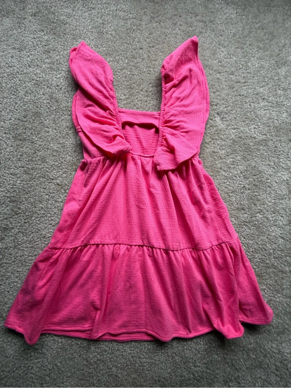GAP Pink Ruffle-Strap Tiered Cotton Dress